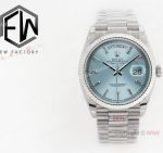 Rolex Day-Date Baguettes Markers Ice blue 36mm Watch eta2836 Movement